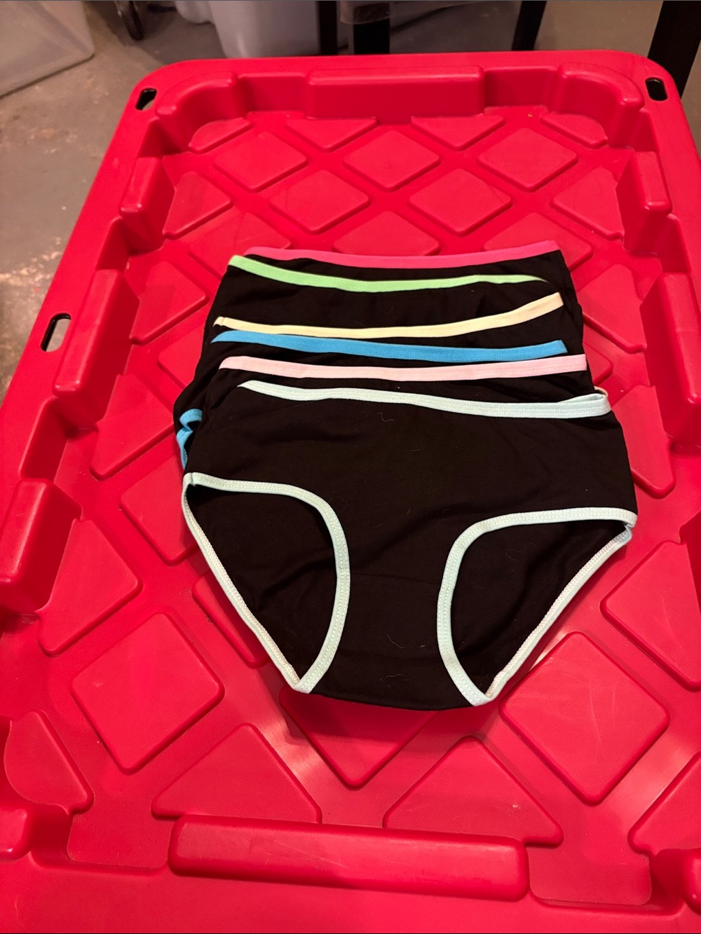 Girls' Black Bikini Briefs with Pastel Trim - Pack of 4